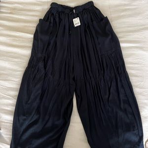 Free People Quinn Summer Pants Navy Blue